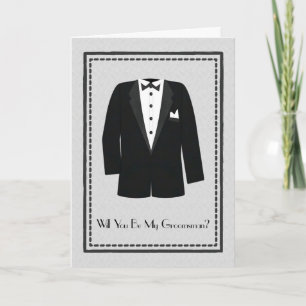 Cartão De Agradecimento Pedido de Padrinho de Tuxedo