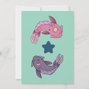 Cartão De Agradecimento Peixes Koi Sol e Lua   Arte Celestial de Peixes