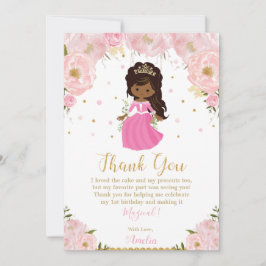 Cartão De Agradecimento Pele Escura Princesa Africana Aniversário Rosa