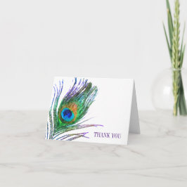 Cartão De Agradecimento Pena de pavão em aquarela
