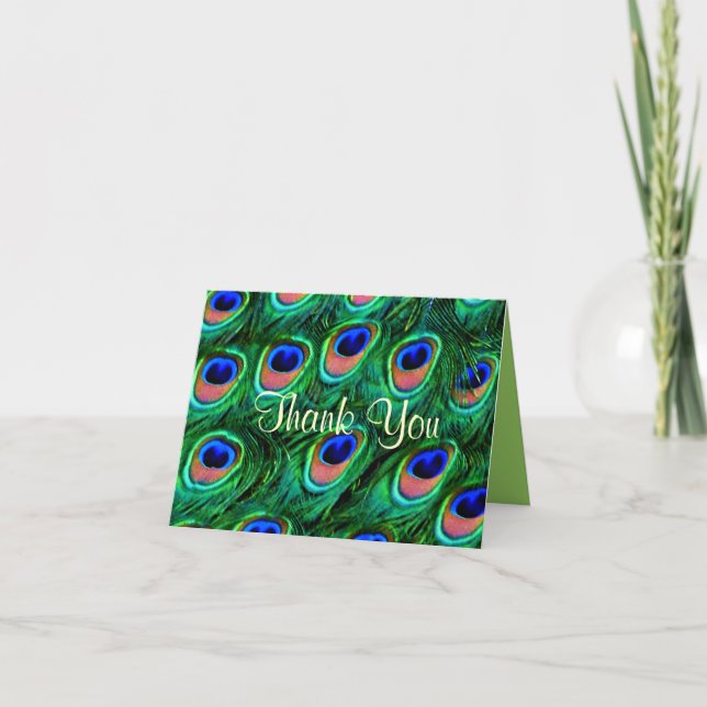 Cartão De Agradecimento Penas de peacock_ (Frente)
