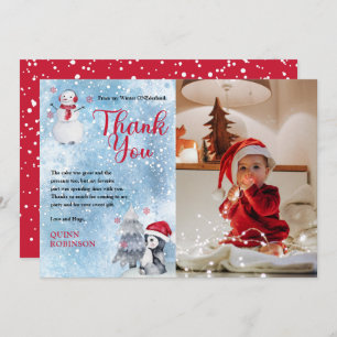 Cartão De Agradecimento Penguin Snowman ONEderland primeiro aniversario Ob