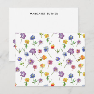 Cartão De Agradecimento Pensamentos Boho Ilustrados à Mão Flores Silvestre