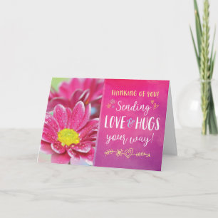 Cartão De Agradecimento Pensando em você, enviando amor e abraços do seu j