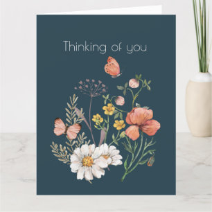 Cartão De Agradecimento Pensando em você, Flor de Flor Botânica Boho