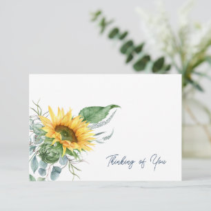 Cartão De Agradecimento Pensando em Você Floral Aquarela