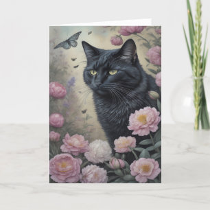 Cartão De Agradecimento Pêonias cor-de-rosa preto flores florais