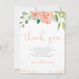 Cartão De Agradecimento Peônias de aquarela Eucalyptus Greenery Obrigado