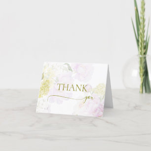 Cartão De Agradecimento Peonias Hydrangea Pastel Chá de fraldas