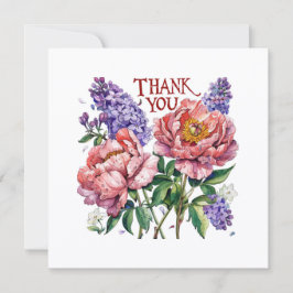 Cartão de Agradecimento Peonies & Lilacs