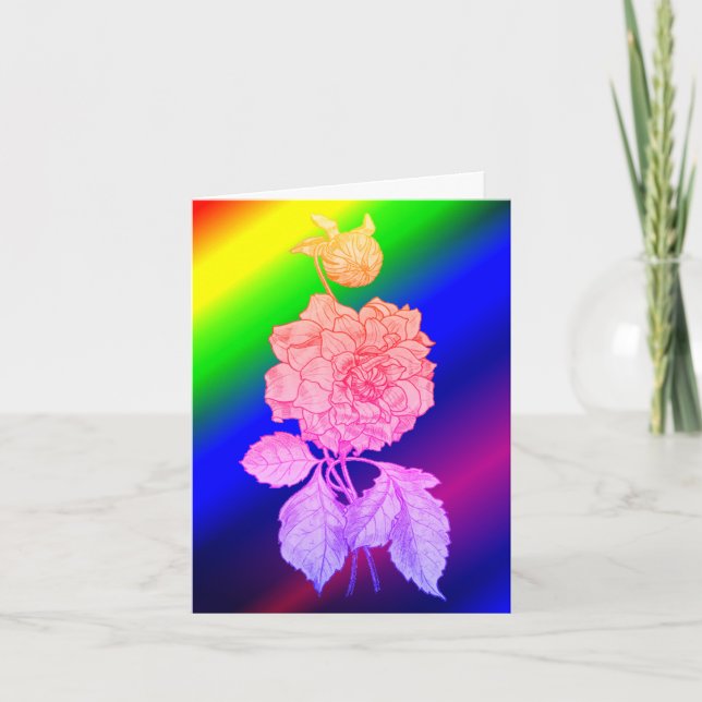 Cartão De Agradecimento Peony Flower Art Rainbow Note Card (Frente)