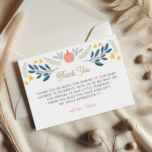 Cartão De Agradecimento Pequena Abóbora Folhas de Outono Baby Shower