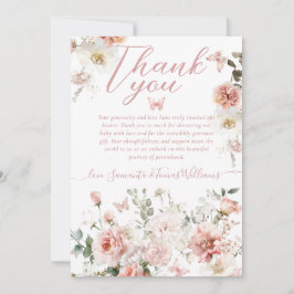 Cartão De Agradecimento Pequena Borboleta Rosa Floral Chá