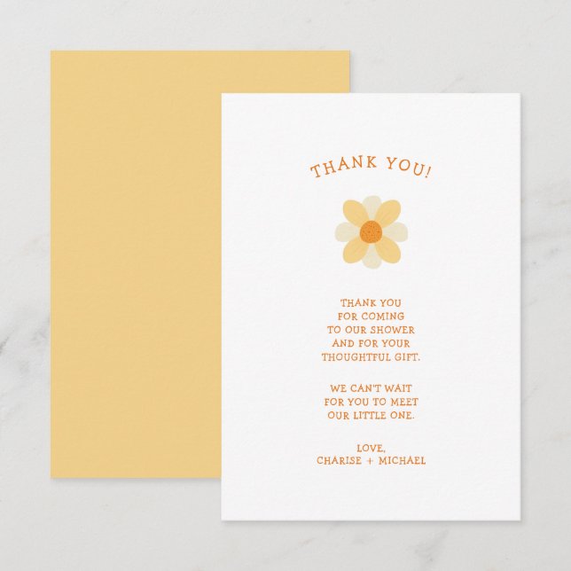 Cartão De Agradecimento Pequena chá de fraldas Daisy, obrigado nota (Frente/Verso)