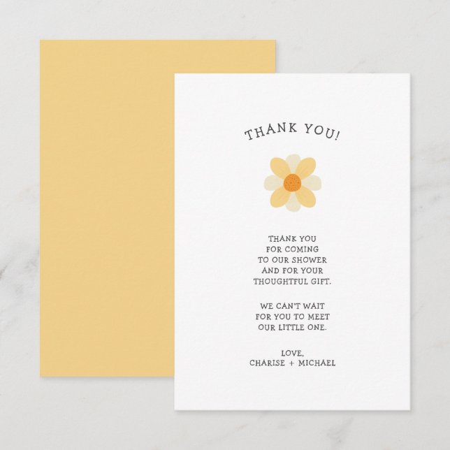 Cartão De Agradecimento Pequena chá de fraldas Daisy, obrigado nota (Frente/Verso)