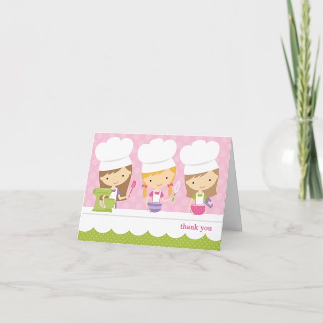 Cartão De Agradecimento Pequena Festa de aniversário de cozinheiros Obriga (Frente)