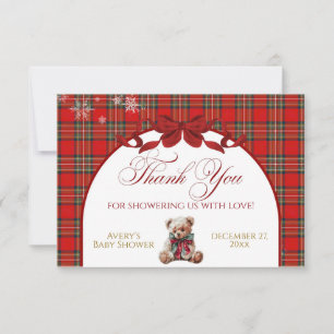 Cartão De Agradecimento Pequena Festa de Arco Vermelho Natal Plaid