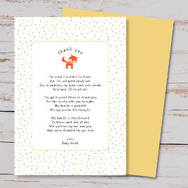 Cartão De Agradecimento Pequena Fox, obrigado a anotar com poema