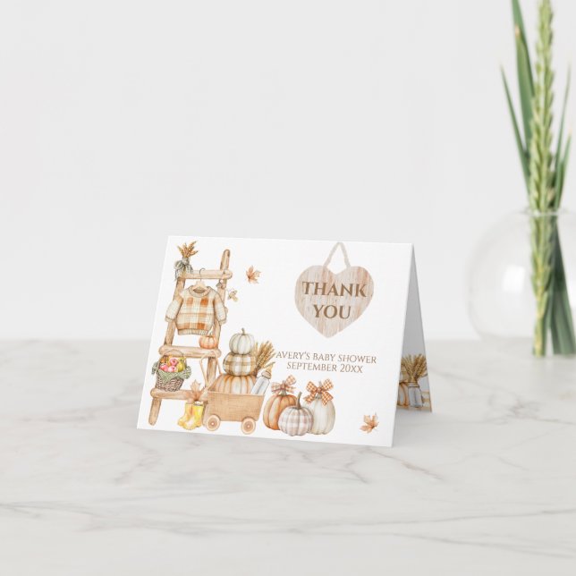 Cartão De Agradecimento Pequena Fralda de Fazenda russa de abóbora (Frente)