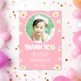 Cartão De Agradecimento Pequena Miss Um primeiro aniversario Maravilhoso d