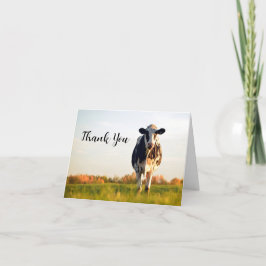 Cartão De Agradecimento Pequena Vaca De Holstein Personalizada Obrigado Po