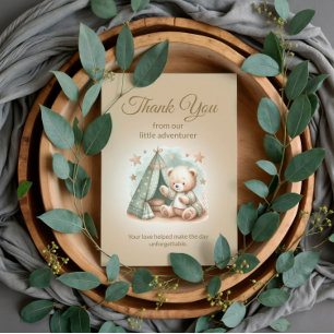 Cartão De Agradecimento Pequeno Adventurante Russo Urso Urso de Teddy