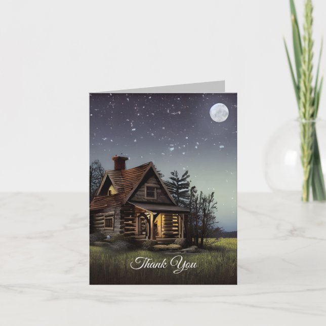 Cartão De Agradecimento Pequeno Algodão À Lua (Frente)