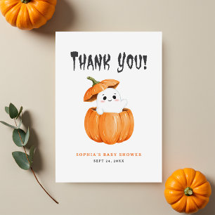 Cartão De Agradecimento Pequeno Chá de fraldas Boo Halloween Pumpkin