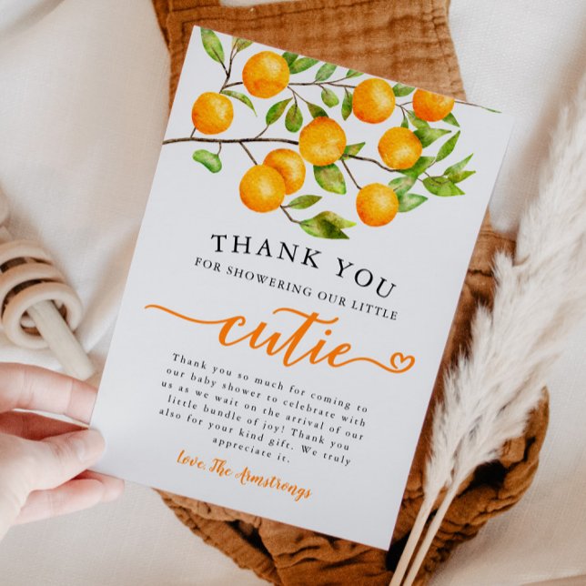 Cartão De Agradecimento Pequeno Chá de fraldas Cutie Greenery (Criador carregado)