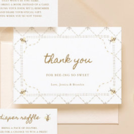 Cartão De Agradecimento Pequeno Chá de fraldas de abelhas