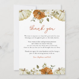 Cartão De Agradecimento Pequeno Chá de fraldas de Abóbora