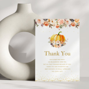 Cartão De Agradecimento pequeno chá de fraldas de abóbora