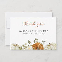 Cartão De Agradecimento Pequeno Chá de fraldas de Abóbora