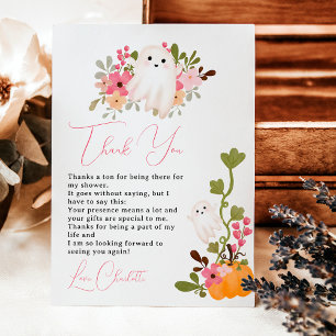 Cartão De Agradecimento Pequeno chá de fraldas de abóbora floral brilhante