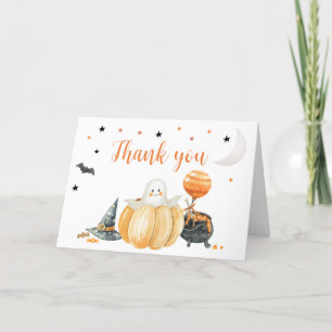Cartão De Agradecimento Pequeno Chá de fraldas de Boo Pumpkin Halloween