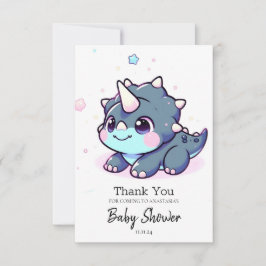 Cartão De Agradecimento Pequeno Chá de fraldas de Dinossauro Sonho