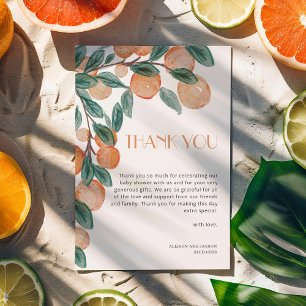 Cartão De Agradecimento Pequeno Chá de fraldas de Folha Verde de Citros