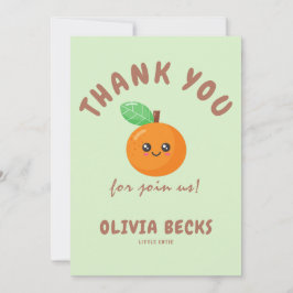 Cartão De Agradecimento Pequeno Chá de fraldas de Laranja Cutie
