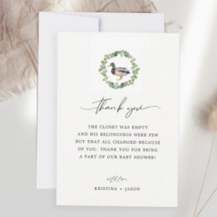 Cartão De Agradecimento Pequeno Chá de fraldas de Pato de Mallard