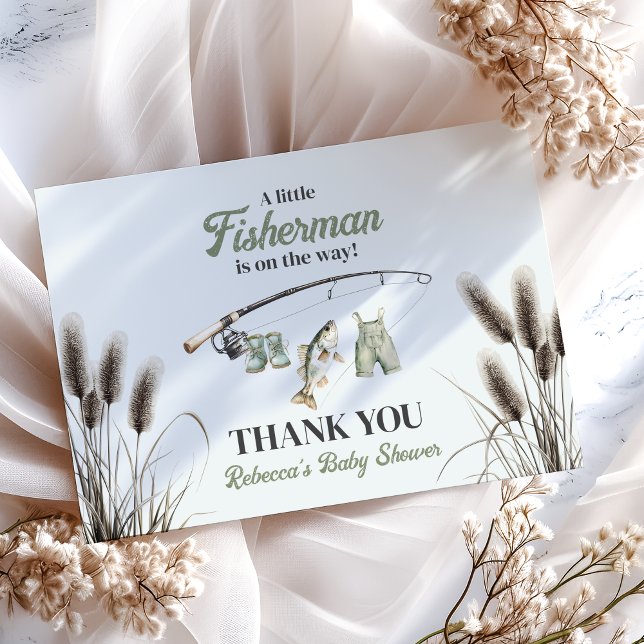 Cartão De Agradecimento Pequeno Chá de fraldas de Pesca de Linha de Armaçã (Criador carregado)