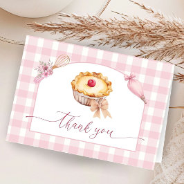 Cartão De Agradecimento Pequeno Chá de fraldas De Pizza Rosa Dobrado Obrig