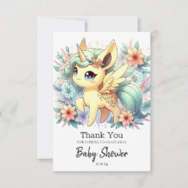 Cartão De Agradecimento Pequeno Chá de fraldas de Unicórnio Whimsical