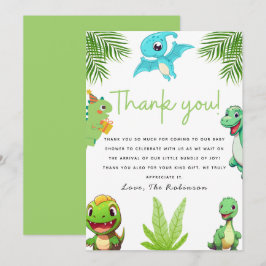 Cartão De Agradecimento Pequeno Chá de fraldas Dino Bonito