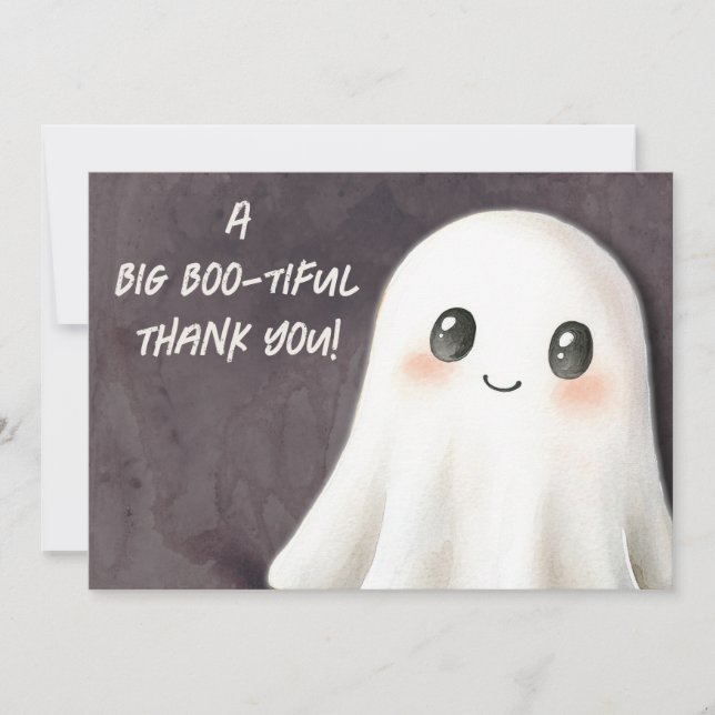 Cartão De Agradecimento Pequeno Chá de fraldas do Boo Halloween Ghost (Frente)
