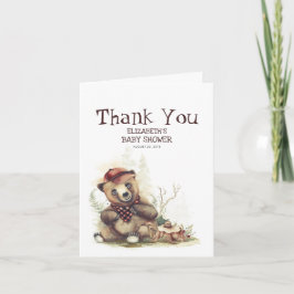 Cartão De Agradecimento Pequeno Chá de fraldas Do Urso Lumberjack Obrigado