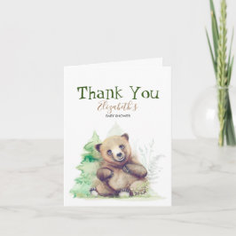 Cartão De Agradecimento Pequeno Chá de fraldas Do Urso Obrigado