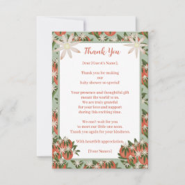 Cartão De Agradecimento Pequeno Chá de fraldas Neutro Cutie Clementine Sag