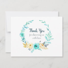 Cartão De Agradecimento Pequeno Chá de fraldas Teal Blue Obrigado