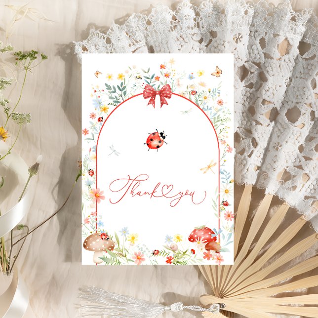 Cartão De Agradecimento Pequeno Inseto de flor selvagem (Criador carregado)