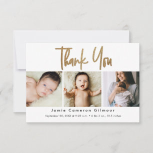 Cartão De Agradecimento Pequeno Moderno Ouro Script Personalizado 3 foto B